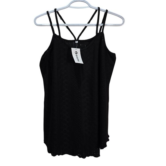 NWT | RIROW Black Eyelet Lace Tank Top | Spaghetti Straps | Size Medium - Picture 2 of 6